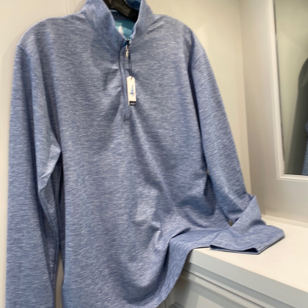 Johnnie-O Men Blue Turquoise Long Sleeve Zip Short Jacket M Medium New with tag